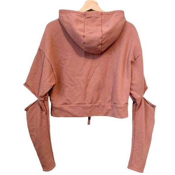 Alo Yoga Peak Elbow Cut Out Crop Hoodie Sweatshirt Mauve in Size Small - Picture 4 of 8